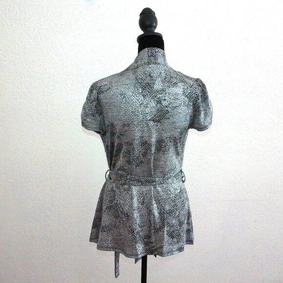 Gray/silver tank top front attached to shirt, with snake skin prints - Picture 7 of 7